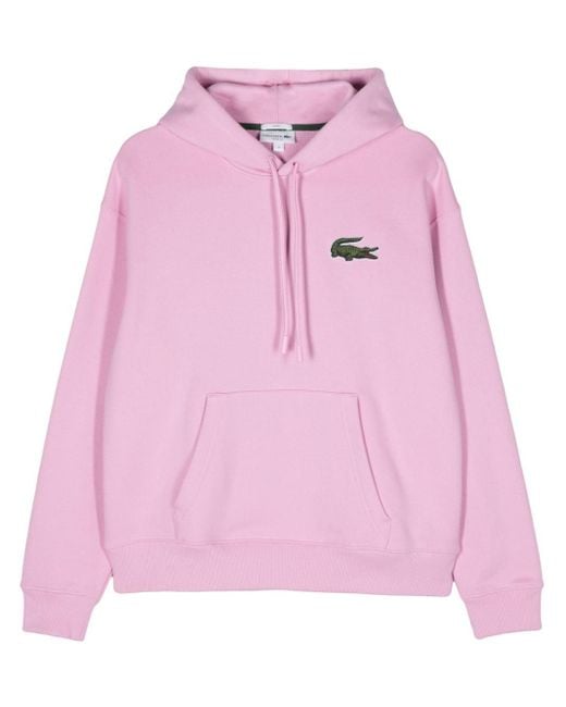 Lacoste Pink Logo-patch Cotton Hoodie