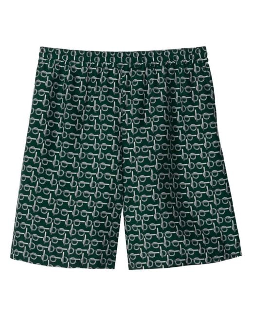 Burberry Green B-print Silk Shorts for men