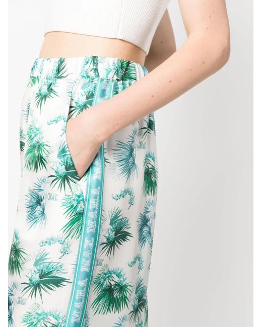 Max Mara Blue Hose Mit Grafischem Print