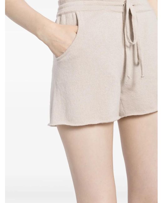 Teddy Cashmere White Portofino Drawstring Cashmere Shorts