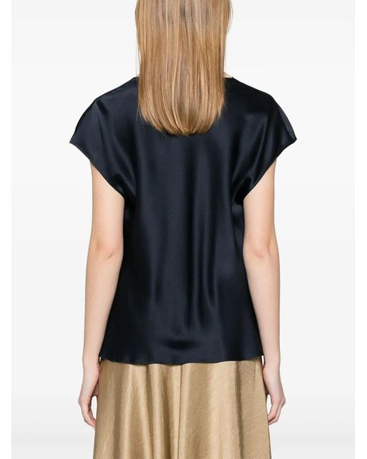 Vince Black Cowl-Neck Silk Blouse