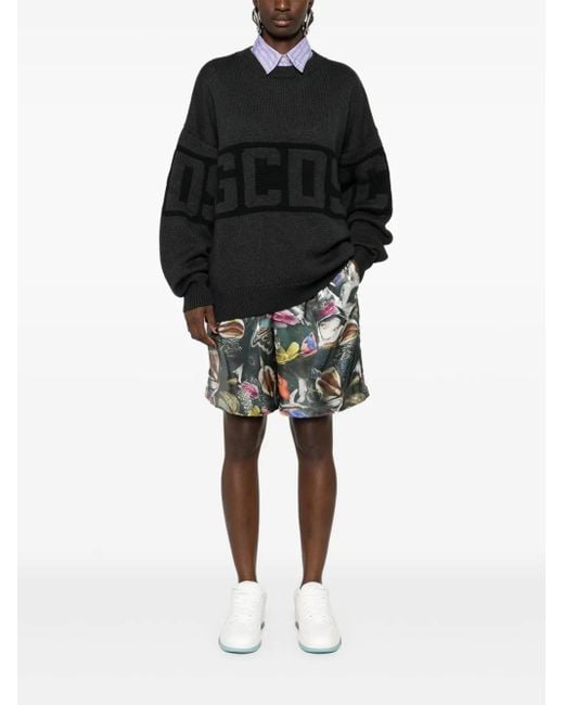 Gcds Black Logo Band Crew-Neck Sweater