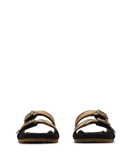 Burberry Black Check Suede Urchin Sandals