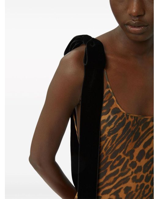 Nina Ricci Brown Leopard-print Silk Maxi Dress