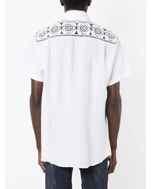 Amir Slama White Crochet-Panel Short-Sleeved Shirt for men