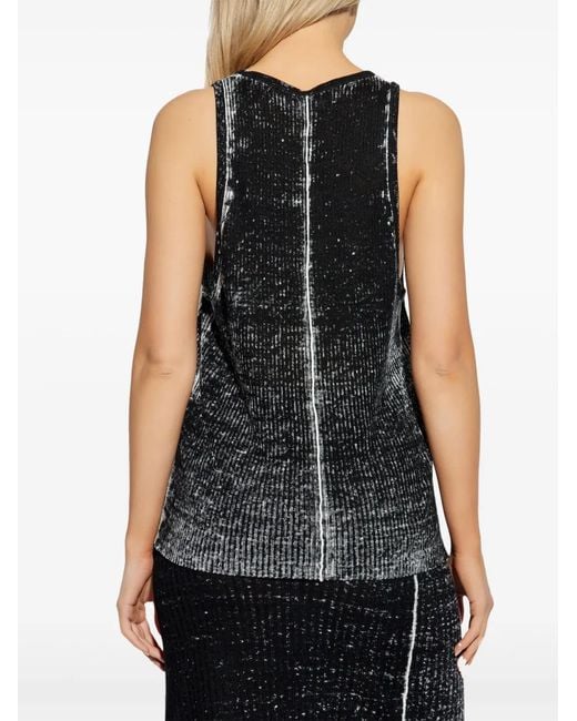 DIESEL Black K-Rick Embroidered-Detail Linen Top
