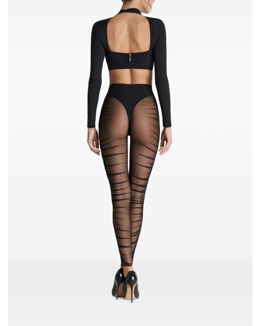 Scandale Black Nuit Fauve Mesh-Panel Leggings
