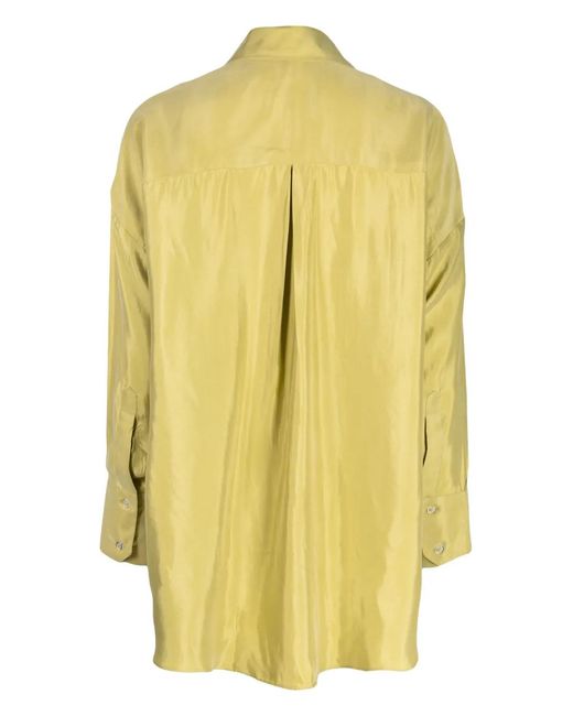 Bambah Yellow Spread-Collar Satin Shirt