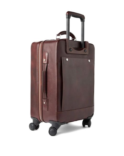 Brunello Cucinelli Brown Leather Wheeled Suitcase for men