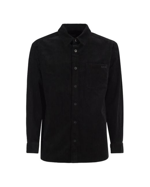 A.P.C. Black Corduroy Shirt for men