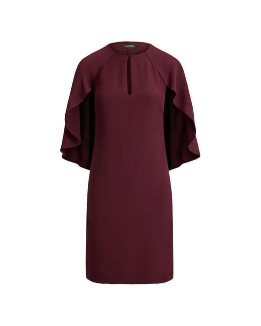 Ralph Lauren Red Tiveah Cape-Sleeve Mini Dress