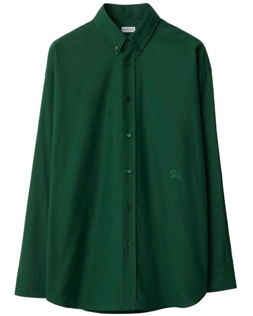 Burberry Green Cotton Shirt for men