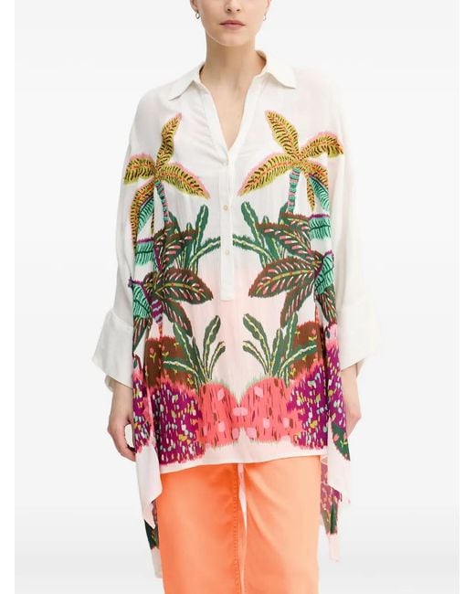 Lola Casademunt Pink Blouse À Imprimé Tropical