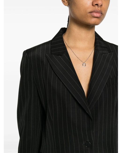P.A.R.O.S.H. Black Single-breasted Pinstripe Blazer