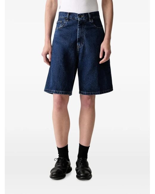 Carhartt Blue Logo-Patch Denim Shorts
