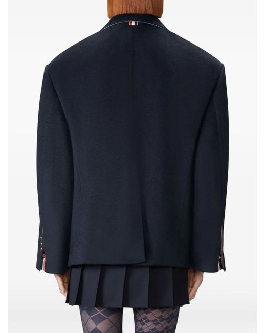 Thom Browne Blue Ziberline-Finish Cashmere Peacoat