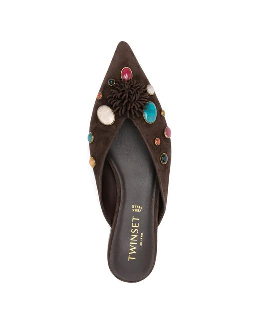 Twinset White Embellishment Flat Mules