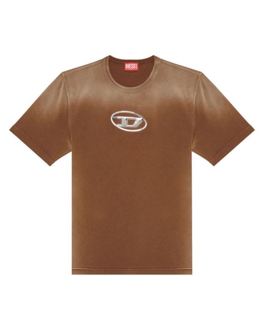 DIESEL T-shirt Met Logo-applicatie in het Brown voor heren
