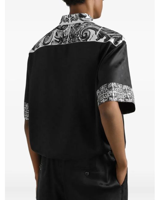 Dolce & Gabbana Black Monogram Silk Shirt for men
