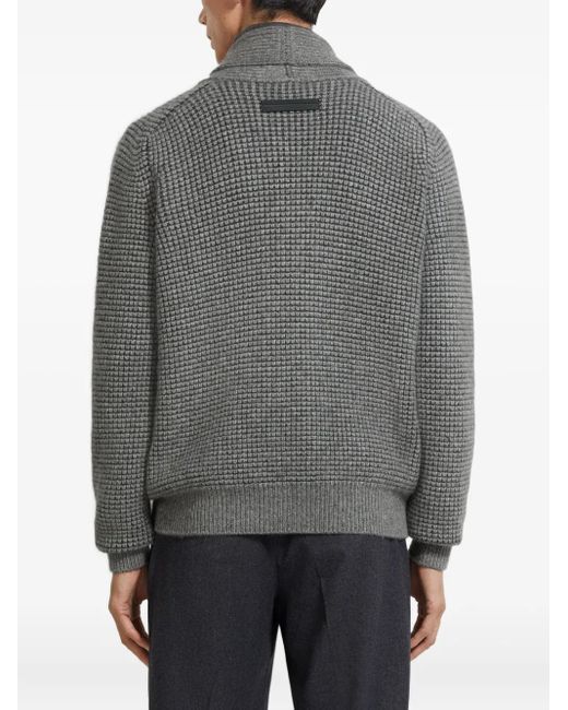 Zegna Gray Shawl-Collar Cardigan for men