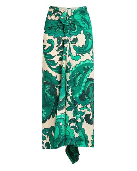 Gonna Midi Con Stampa E Volant di Etro in Green