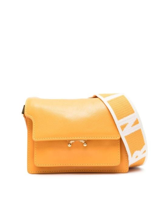 Marni Orange Logo-debossed Leather Shoulder Bag
