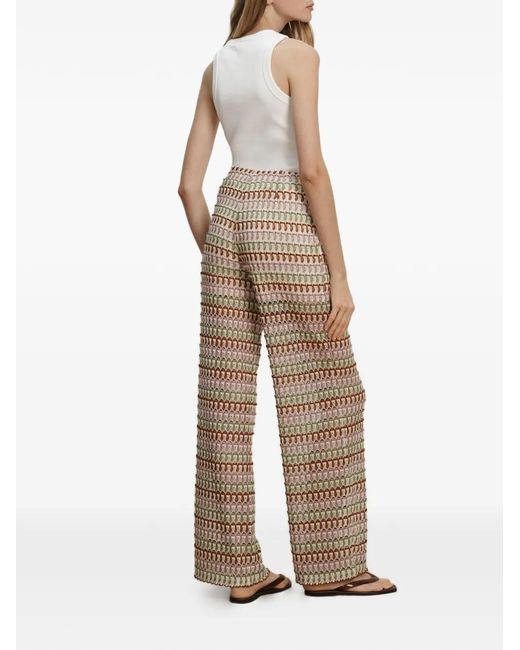Veronica Beard Natural Fatima Geometric-Pattern Trousers