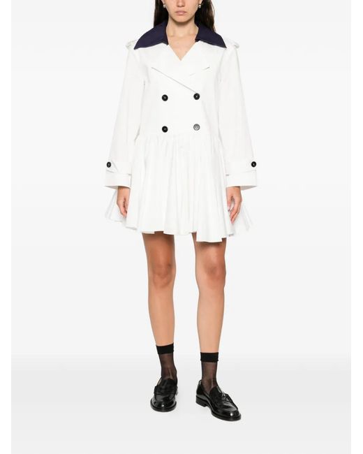 Self-Portrait Blue Button Pleated Mini Dress