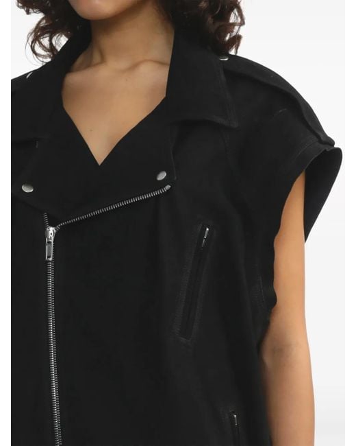 Rick Owens Black Classic Sleeveless Leather Biker Vest