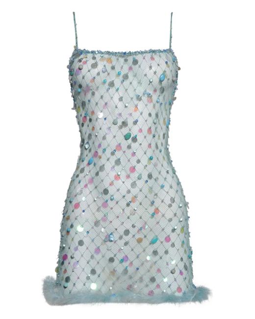 Roberta Einer Blue Sequin-Embellished Mini Dress