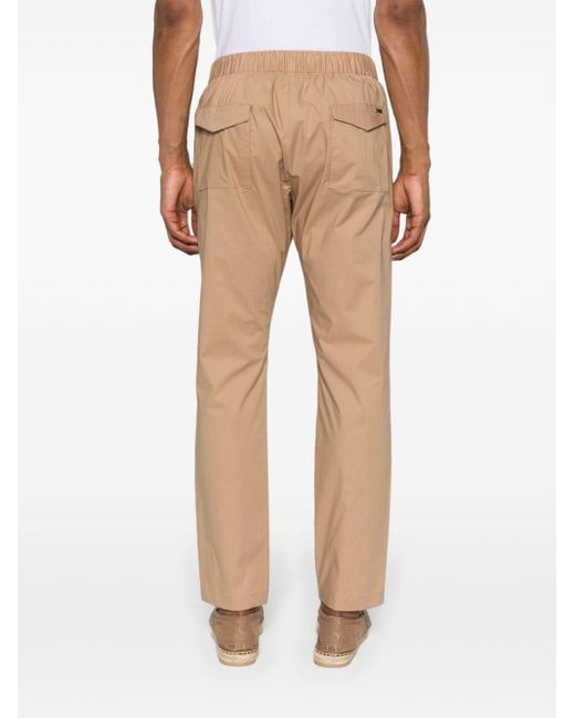 Herno Natural Inverted-pleat Tapered Trousers for men