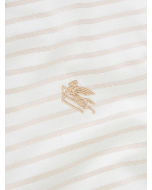 Etro Gestreiftes Hemd mit Pegaso-Stickerei in White für Herren