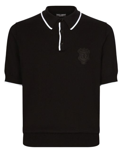 Polo con logo bordado Dolce Gabbana de hombre de color Negro Lyst