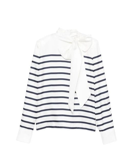 Franchise White Stripe Bow Blouse