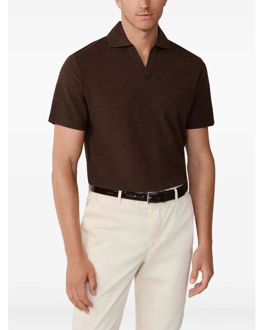 Hackett Brown V-Neck Polo Shirt for men