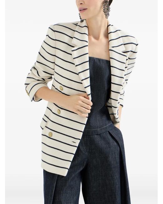 Brunello Cucinelli Gray Striped Blazer