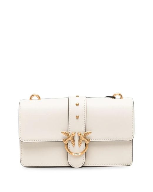 Pinko Natural Mini Love One Leather Crossbody Bag