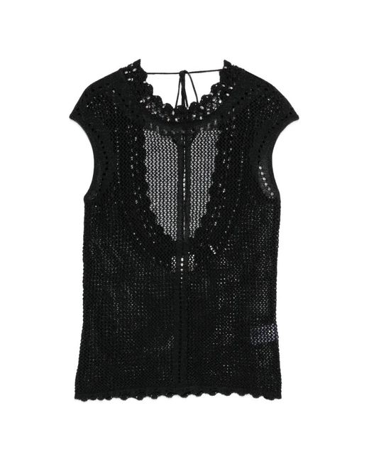 Isabel Marant Black Scalloped Openwork Top