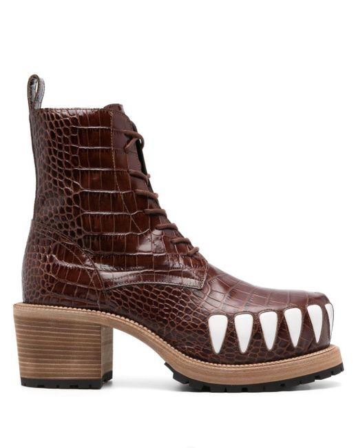 Walter Van Beirendonck 75mm Crocodile-Embossed Effect Leather Boots