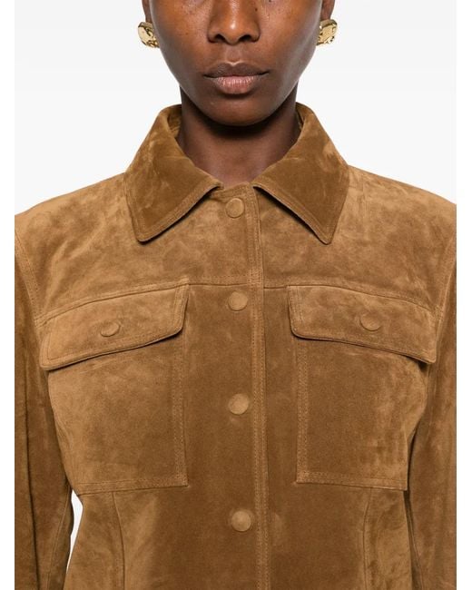 Saint Laurent Brown Belted Suede Jacket