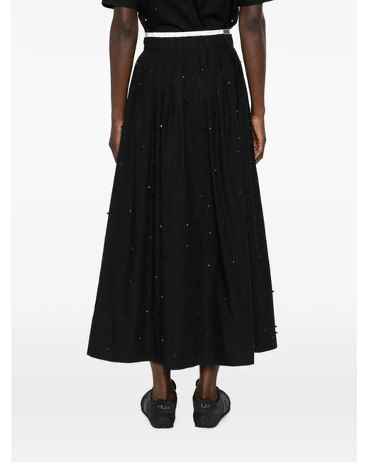 Maje Black Bead-Embellished Maxi Pleated Skirt