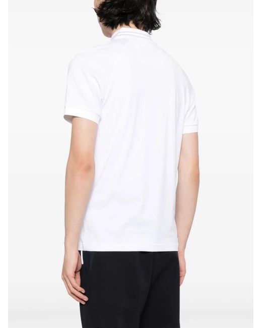Boss White Logo-Print Striped-Trim Polo Shirt for men