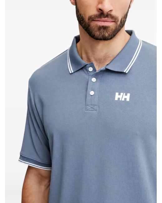 Helly Hansen Blue Logo-Print Polo Shirt for men