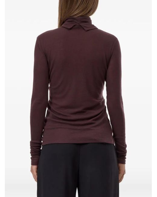 Closed Purple Long-Sleeve Turtle-Neck Top