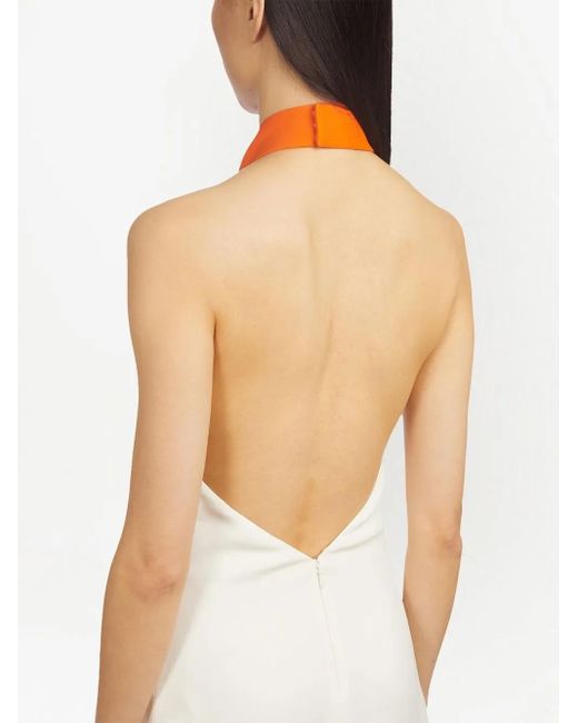 Ferragamo Orange Robe Imprimée À Dos-Nu