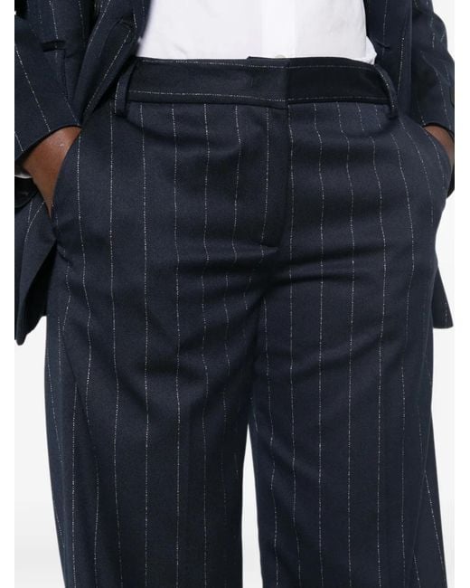 ERMANNO FIRENZE Blue Pinstripe-Pattern Trousers