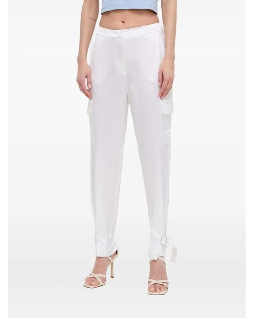 Guess White Buckle-Detail Cargo Trousers