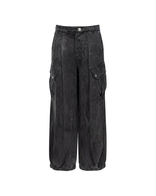 Pinko Black Washed-Effect Cargo Pants