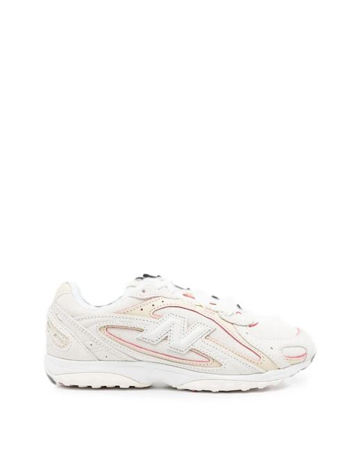 New Balance White 204L Panelled Logo-Patch Sneakers