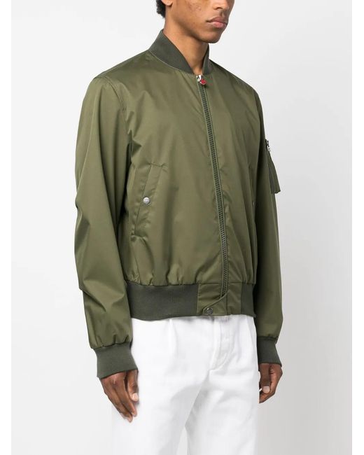 Kiton Green Zip-Up Bomber Jacket for men